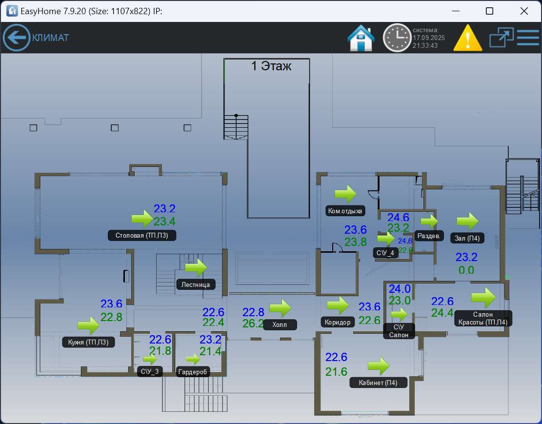 Интерфейс GUI умного дома EasyHome с контроллерами Beckhoff