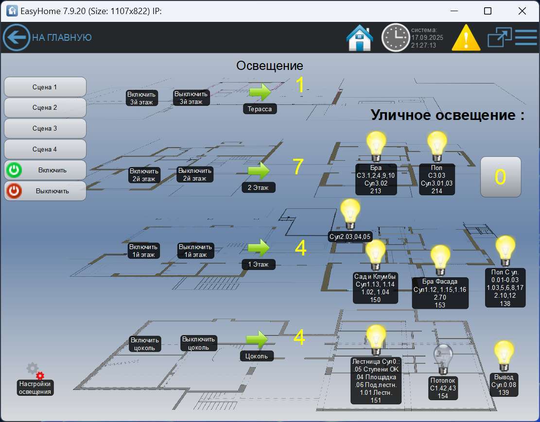 Интерфейс GUI умного дома EasyHome с контроллерами Beckhoff